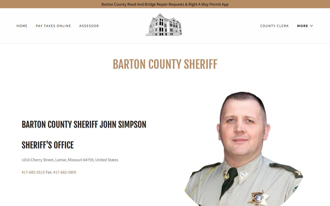 Barton County inmate population sheriff page and jail contact information